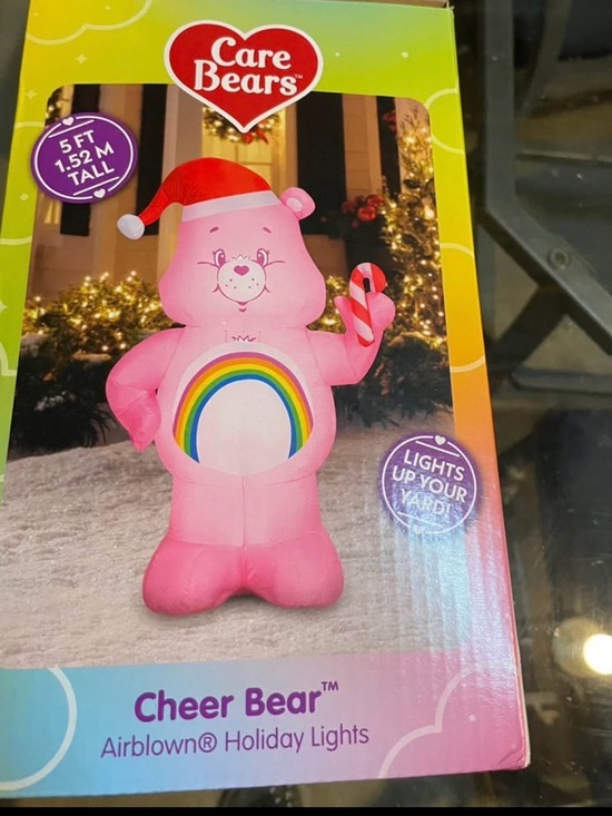 Care Bears Other - Care Bears Cheer Bear Pink Inflatable with Rainbow Belly and Santa Hat